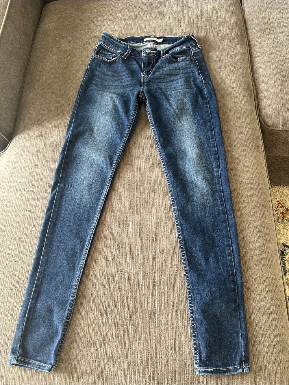 Levi's Women's Blue Skinny Jeans with Subtle Whiskering